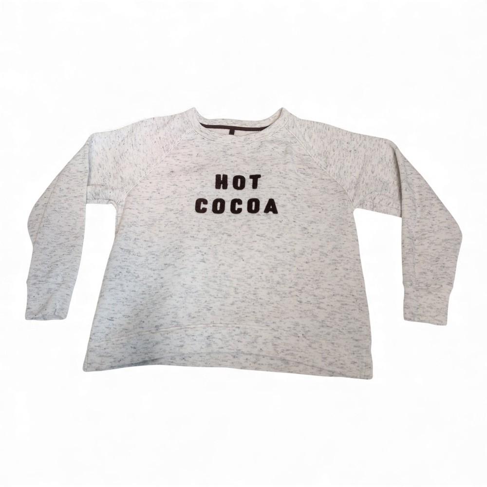 LOFT 'Hot Cocoa' White Marled Crewneck Sweatshirt - S